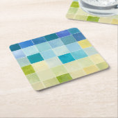 Landschaft mit mehrfarbigen, pixeligen Quadraten Rechteckiger Pappuntersetzer (angewinkelt)
