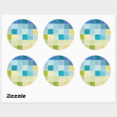 Landschaft mit mehrfarbigen, pixeligen Quadraten Runder Aufkleber (Blatt)