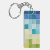 Landschaft mit mehrfarbigen, pixeligen Quadraten Schlüsselanhänger (Vorderseite links)