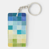 Landschaft mit mehrfarbigen, pixeligen Quadraten Schlüsselanhänger (Rückseite)