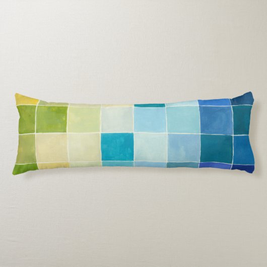 Landschaft mit mehrfarbigen, pixeligen Quadraten Seitenschläferkissen (Vorderseite)