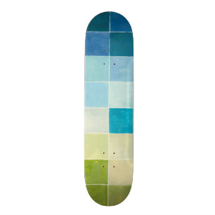 Landschaft mit mehrfarbigen, pixeligen Quadraten Skateboard