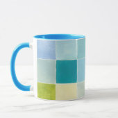 Landschaft mit mehrfarbigen, pixeligen Quadraten Tasse (Links)