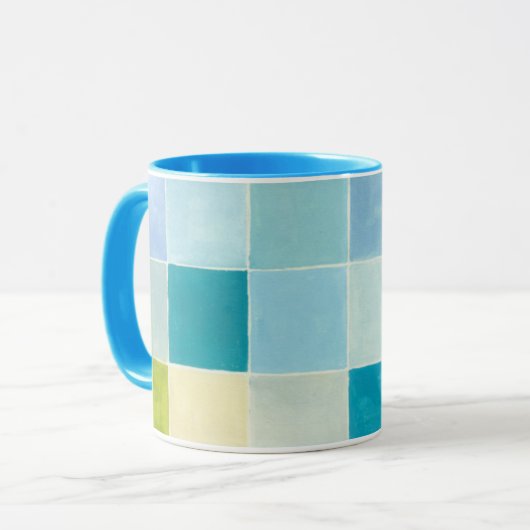Landschaft mit mehrfarbigen, pixeligen Quadraten Tasse (Vorderseite Links)