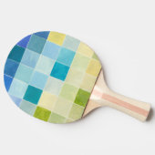 Landschaft mit mehrfarbigen, pixeligen Quadraten Tischtennis Schläger (Seitenansicht)