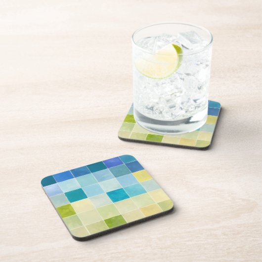 Landschaft mit mehrfarbigen, pixeligen Quadraten Untersetzer (Rechte Seite)