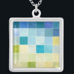 Landschaft mit mehrfarbigen, pixeligen Quadraten Versilberte Kette<br><div class="desc">Megan Meagher schuf dieses Stück unter Verwendung eines Stils,  der als digitale pixilation bekannt ist. Künstler nutzen Computerprogramme,  um ihre Stücke zu entwerfen und zeichnen,  und produzieren impressionistische Darstellungen der realen Umgebung. Wenn Sie abstrakte,  experimentelle Kunst Liebe ist dieser Druck für Sie!</div>