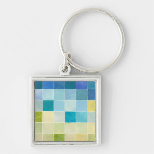 Landschaft mit mehrfarbigen Pixilated Quadraten Schlüsselanhänger