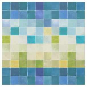 Landschaft mit mehrfarbigen Pixilated Quadraten Stoff