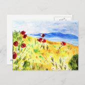 Landschaft mit Mohn Postkarte (Vorne/Hinten)