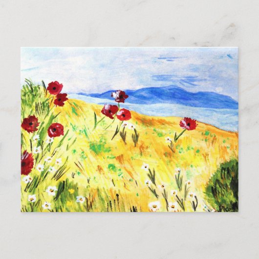 Landschaft mit Mohn Postkarte (Vorderseite)