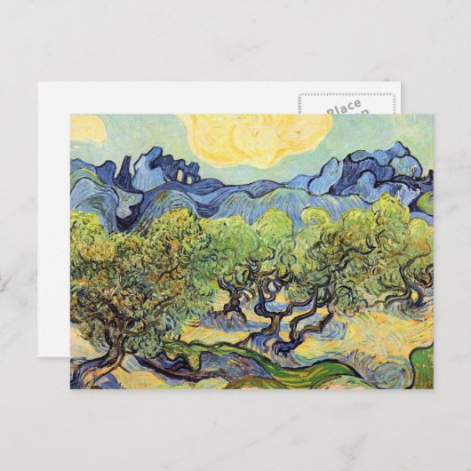 Landschaft mit Olivenbäumen durch Vincent van Gogh Postkarte (Vorne/Hinten)