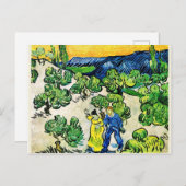 Landschaft mit Paarwanderung und Mondmond Postkarte (Vorne/Hinten)