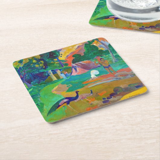 Landschaft mit Peakocks, Gauguin Rechteckiger Pappuntersetzer (angewinkelt)