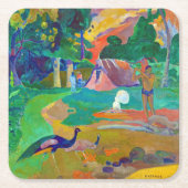 Landschaft mit Peakocks, Gauguin Rechteckiger Pappuntersetzer (Vorderseite)