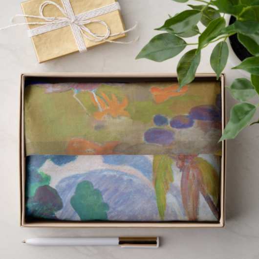 Landschaft mit Peakocks, Gauguin Seidenpapier (Geschenk)