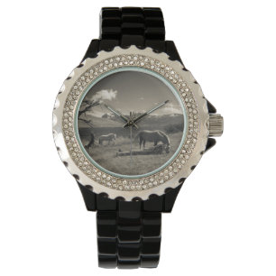 Landschaft mit Pferden Armbanduhr