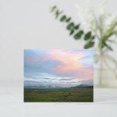 Landschaft mit pfirsichblauem Himmel und Antilopen Postkarte (Stehend Vorderseite)