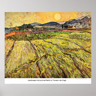 Landschaft mit Pflügen von Vincent van Gogh Poster