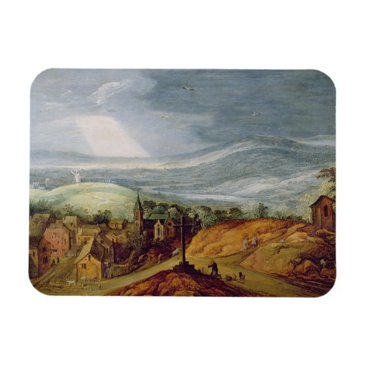 Landschaft mit Pilgrim Kneeling vor dem Haus Magnet (Horizontal)