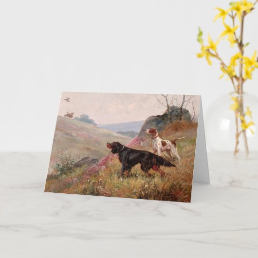 Landschaft mit Pointer und Setter | Eugene Petit Karte (Gelbe Blume)