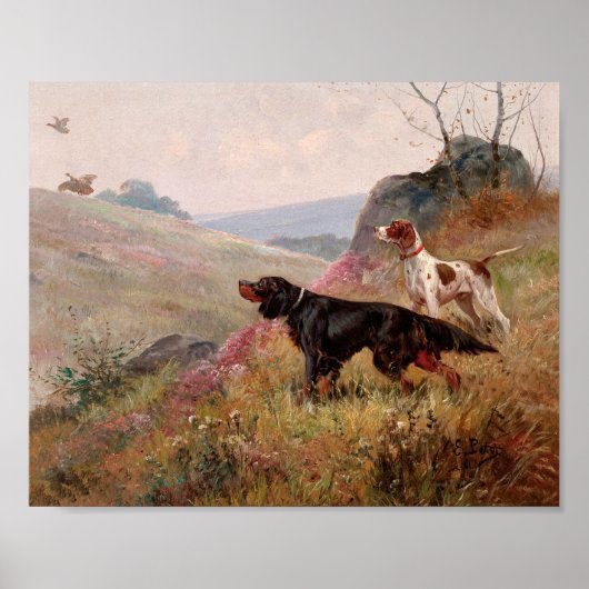 Landschaft mit Pointer und Setter | Eugene Petit Poster (Vorne)