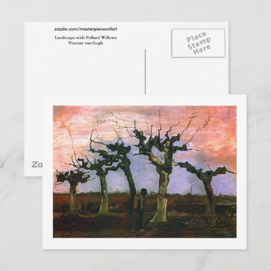 Landschaft mit Pollard Willows, Vincent van Gogh Postkarte (Vorne/Hinten)