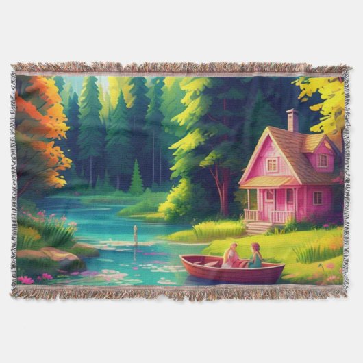 Landschaft mit rosa Hütte Decke (Vorderseite)