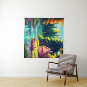 Landschaft mit rosa Hütte Wandteppich (Beispiel (Horizontal))