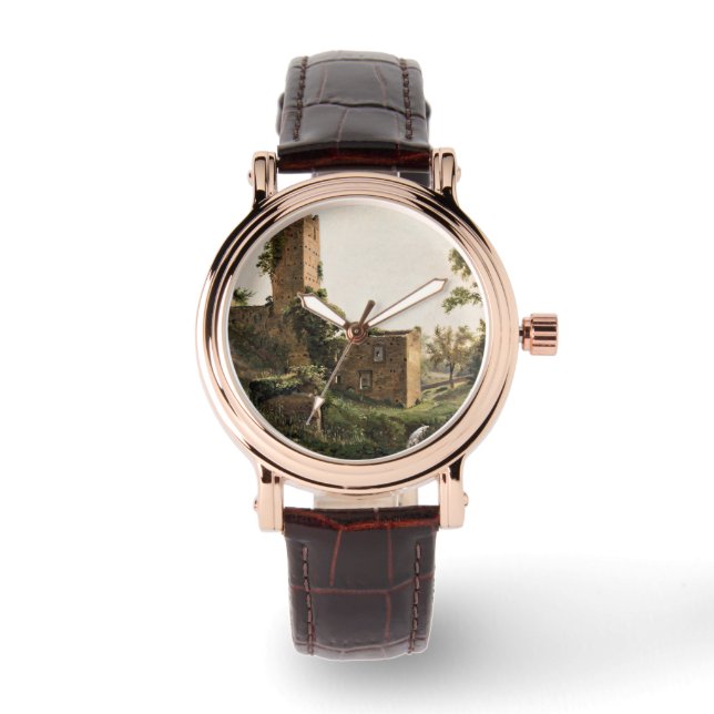 Landschaft mit Ruinen (Altes Ruiniertes Gebäude) Armbanduhr (Vorderseite)