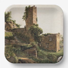 Landschaft mit Ruinen (Altes Ruiniertes Gebäude) Pappteller