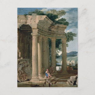 Landschaft mit Ruinen und einem Hirten Postkarte