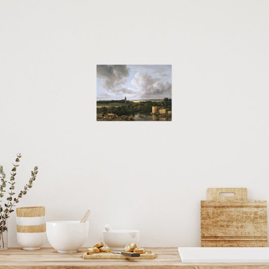 Landschaft mit Ruiniertem Schloss und Kirche Poster (Küche)