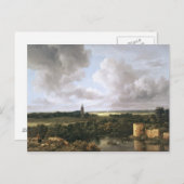 Landschaft mit Ruiniertem Schloss und Kirche Postkarte (Vorne/Hinten)