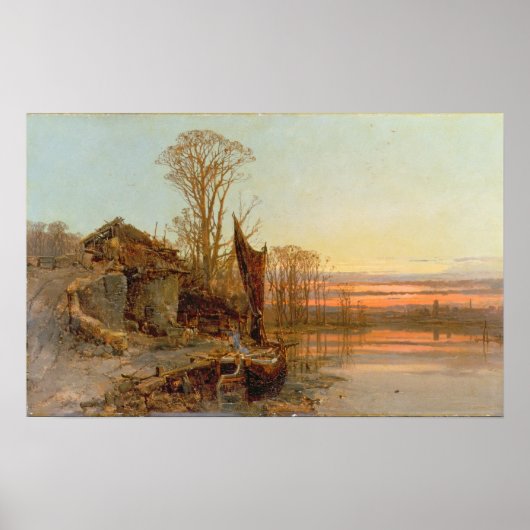 Landschaft mit ruinierter Hütte bei Sunset, 1898 Poster (Vorne)