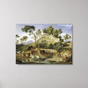 Landschaft mit Schäfern und Kühen Leinwanddruck