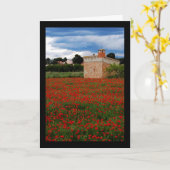 Landschaft mit Scheune auf einem Mohnfeld Portrait Karte (Gelbe Blume)