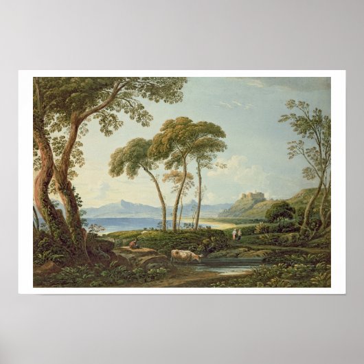 Landschaft mit Schloss Harlech Poster (Vorne)