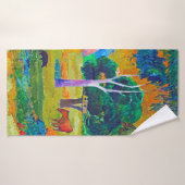 Landschaft mit Schweinefleisch und Pferd, Gauguin Badehandtuch (Badehandtuch)