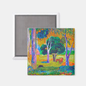 Landschaft mit Schweinefleisch und Pferd, Gauguin Magnet (Vorderseite/Rückseite)