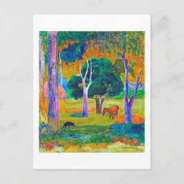 Landschaft mit Schweinefleisch und Pferd, Gauguin Postkarte