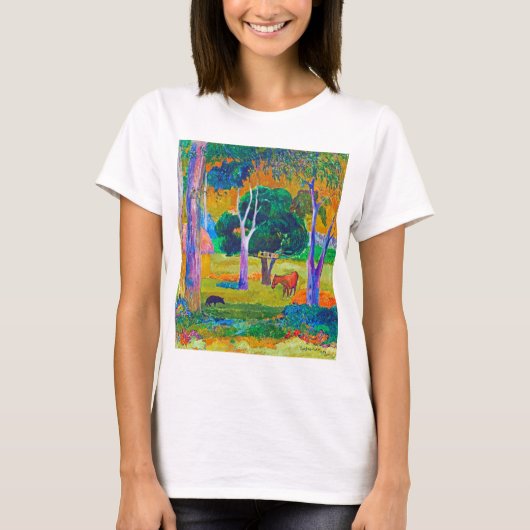 Landschaft mit Schweinefleisch und Pferd, Gauguin T-Shirt (Vorderseite)