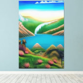 Landschaft mit See und Berge Leinwanddruck (Insitu (Holzboden))