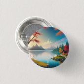 Landschaft mit See und Hütte Button (Vorne & Hinten)