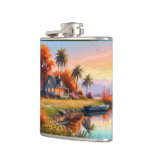 Landschaft mit See und Palmen-34219 Flachmann (Links)