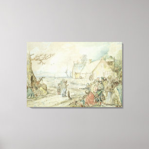 Landschaft mit Sinti und Roma Vermögen-Erzählern Leinwanddruck