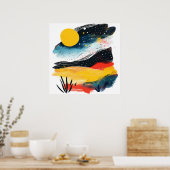 Landschaft mit Sonne und Ni Poster (Küche)