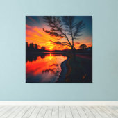 Landschaft mit Sonnenuntergang Vier Leinwanddruck (Insitu (Holzboden))