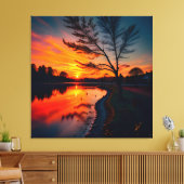 Landschaft mit Sonnenuntergang Vier Leinwanddruck (Insitu (Wohnzimmer))