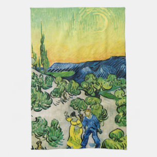 Landschaft mit spazierendem Paar von Vincent van G Geschirrtuch